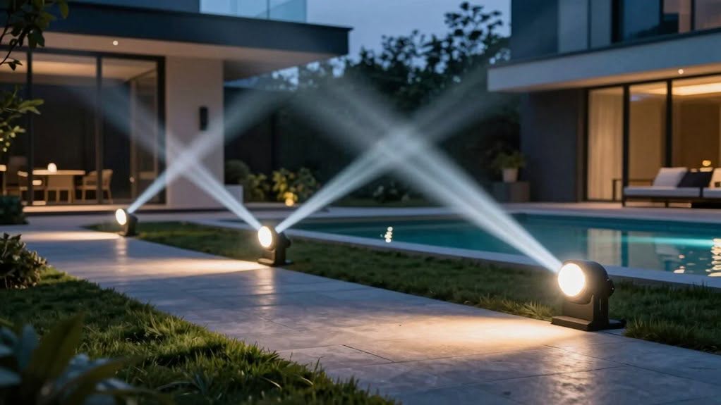 smart floodlights illuminate exteriors